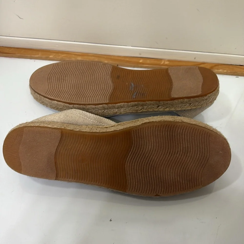 Soludos Natural Canvas Espadrilles with Blue Palm and Script